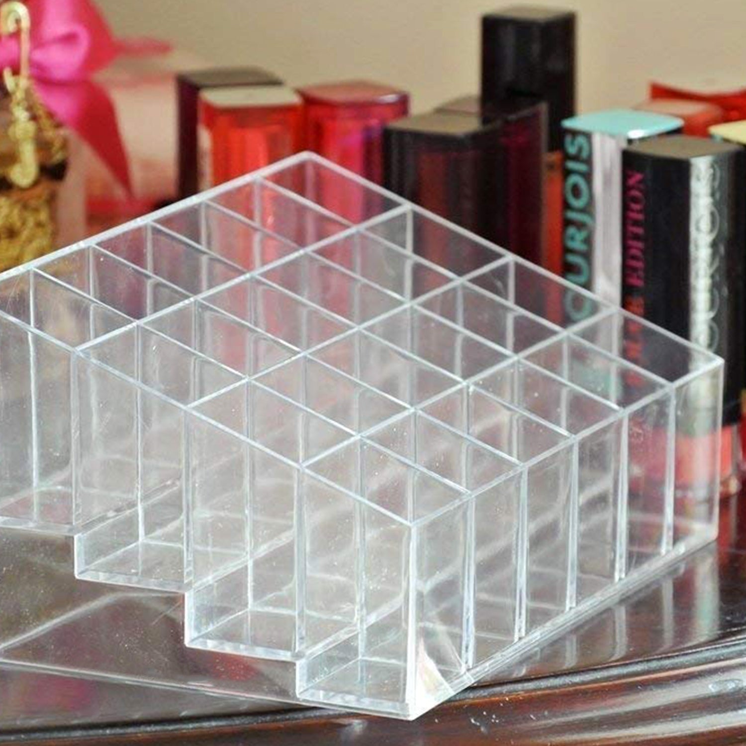 24 Hole Stand Trapezoid Holder Makeup Brushes Set Lipstick Holder Case Tools (1 Pc) 24 Hole Stand Trapezoid Holder Makeup Brushes Set Lipstick Holder Case Tools (1 Pc)